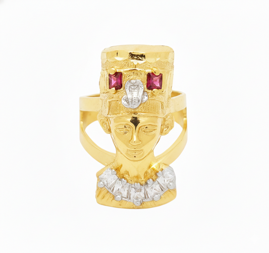 10K Yellow Gold Nefertiti Ring For Women Egyptian Queen Ring