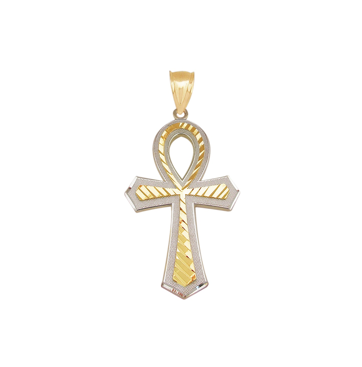 10k Yellow Gold Egyptian Ankh Cross Pendant Hip Hop Cross