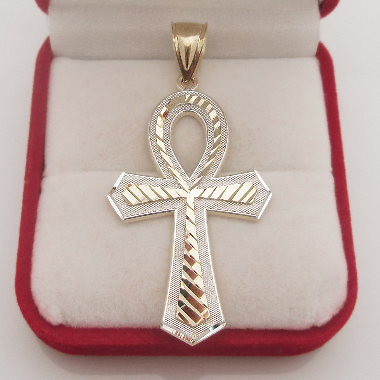 10k Yellow Gold Egyptian Ankh Cross Pendant Hip Hop Cross