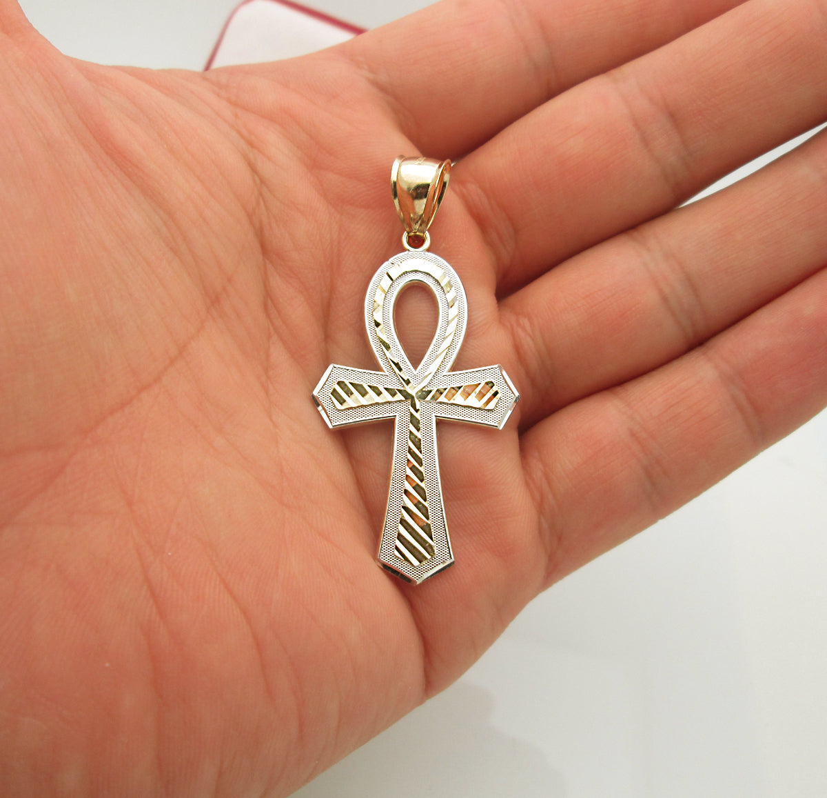 10k Yellow Gold Egyptian Ankh Cross Pendant Hip Hop Cross