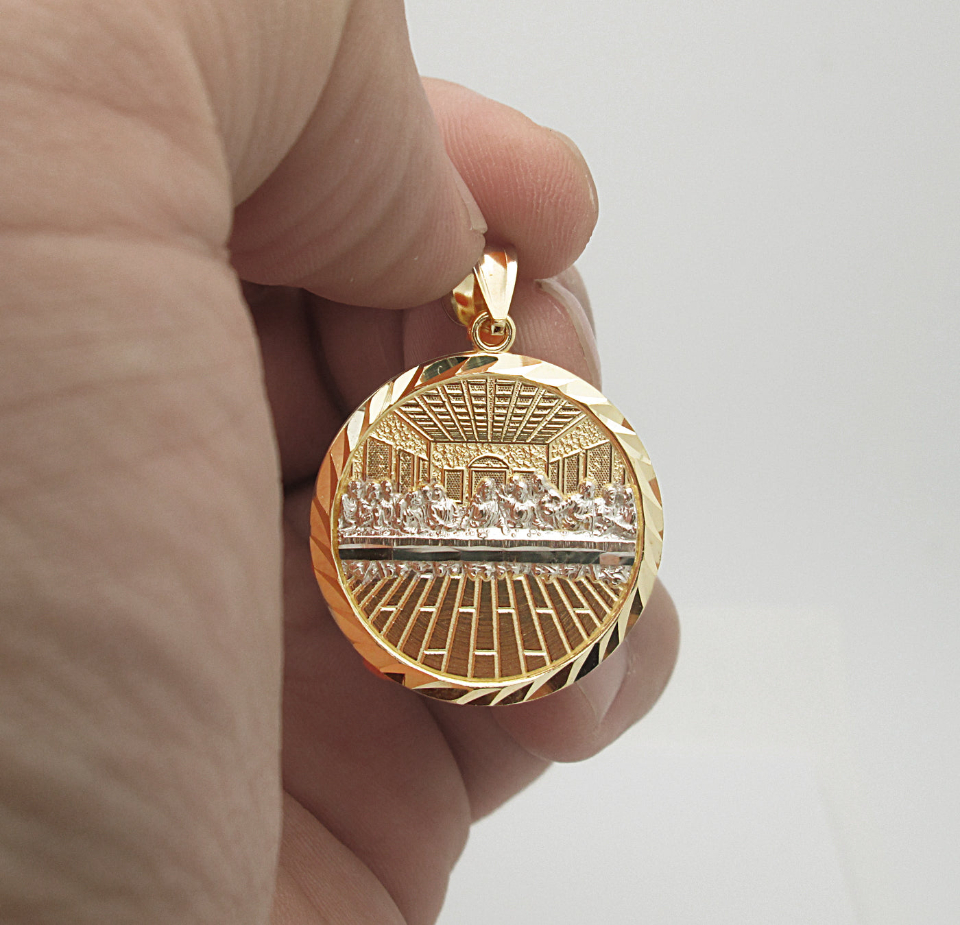 10K Gold Last Supper Pendant Charm Last Supper Medallion