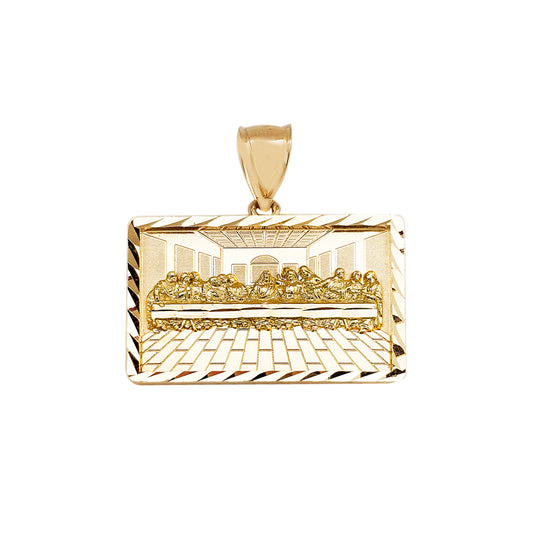 10K Gold Last Supper Pendant Charm Last Supper Hip Hop Charm Diamond Cut Frame