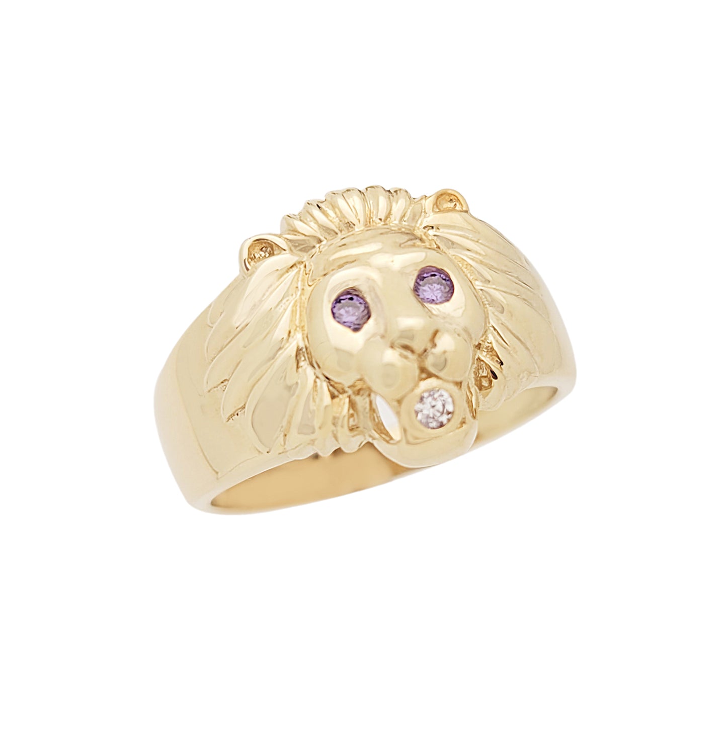 10K Yellow Gold Lion Ring For Men