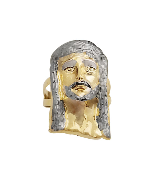 Men's Jesus Face Ring 10K Yellow Gold Jesus Head Ring