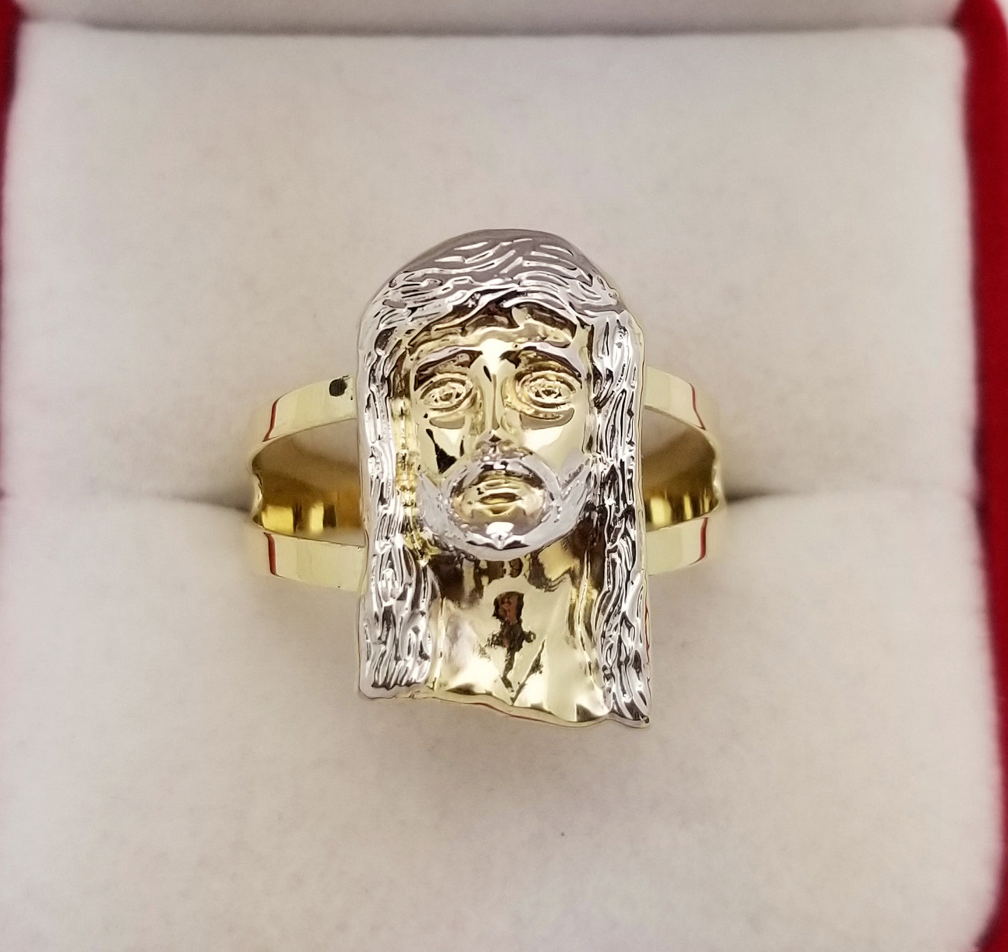 10K Yellow Gold Ring for Men Jesus Face Ring Mens Jesus Ring