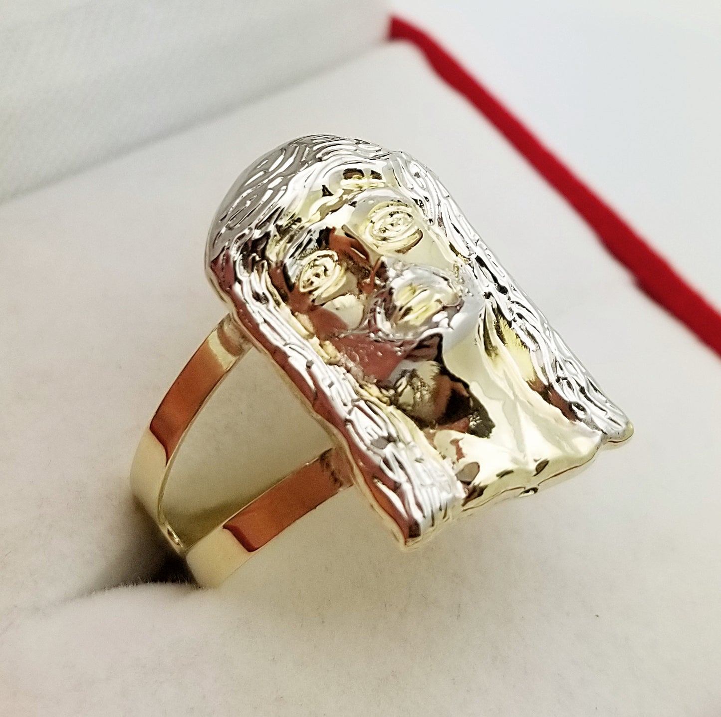 10K Yellow Gold Ring for Men Jesus Face Ring Mens Jesus Ring