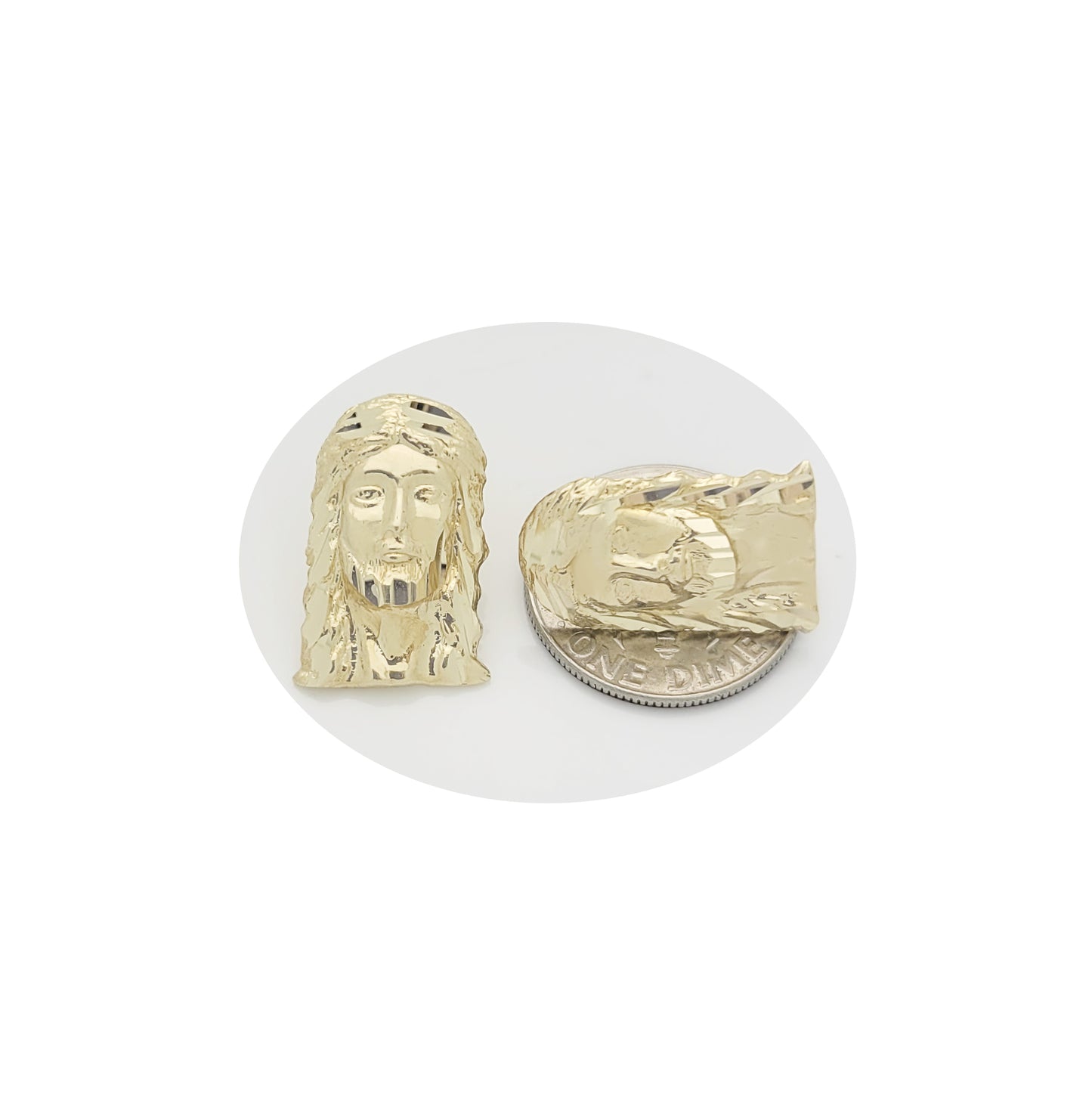 Men's Yellow Gold Jesus Earrings 10K Yellow Gold Jesus Face Earrings Jesus Head Earrings 0.7 in x 0.45 in