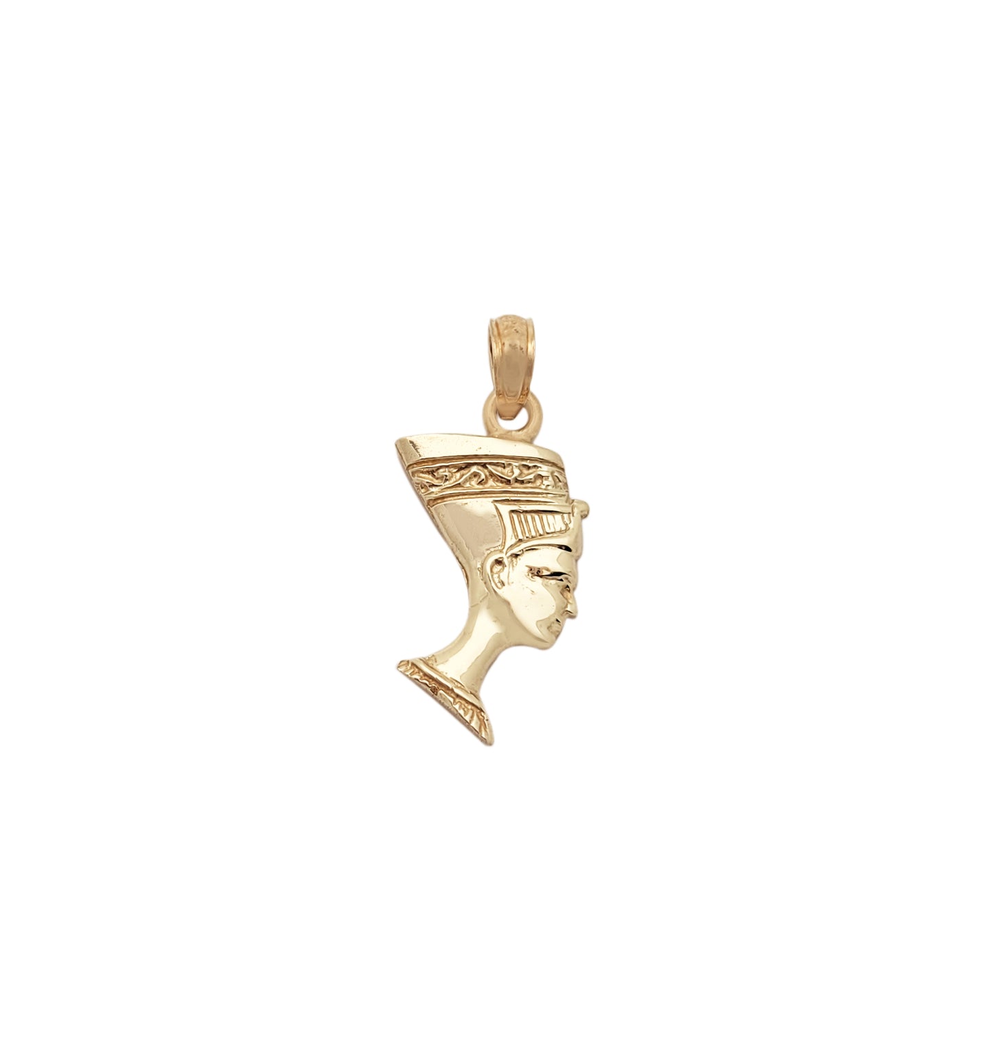 10K Yellow Gold Nefertiti Necklace Pendant Egyptian Queen Charm Small