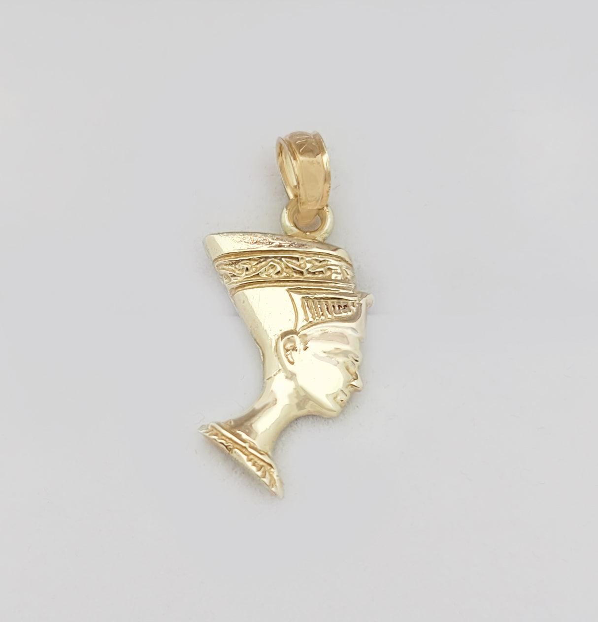 10K Yellow Gold Nefertiti Necklace Pendant Egyptian Queen Charm Small