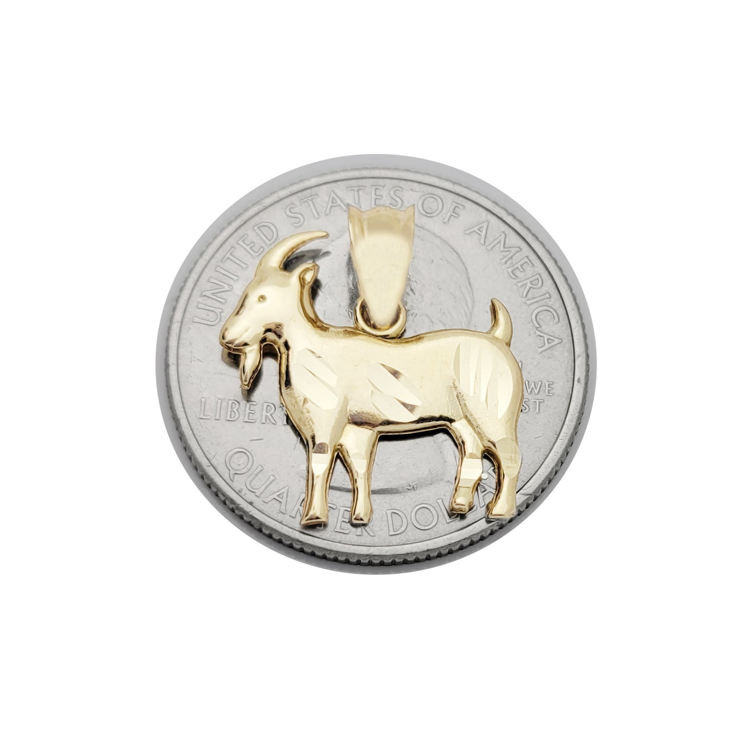 10K Yellow Gold Goat Pendant Goat Animal Charm Small