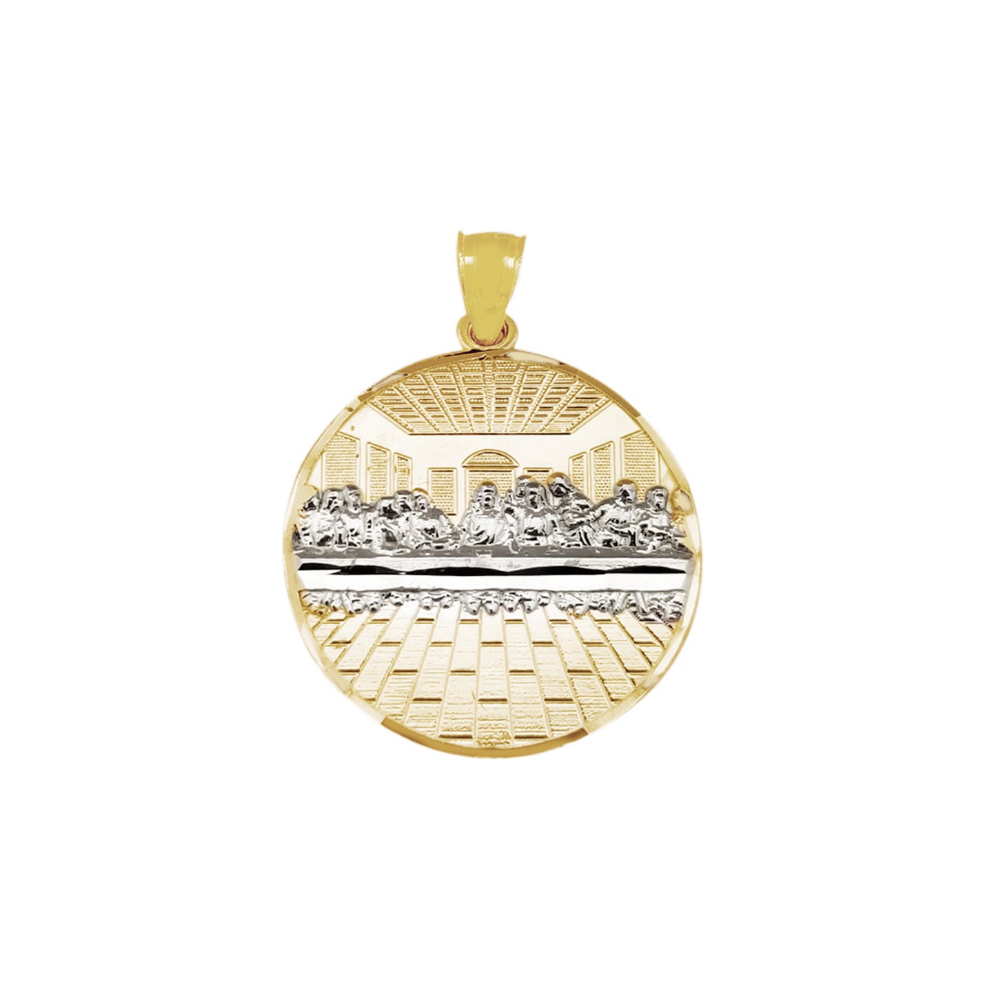 10K Yellow Gold Last Supper Pendant Last Supper Medallion 1.1 inch