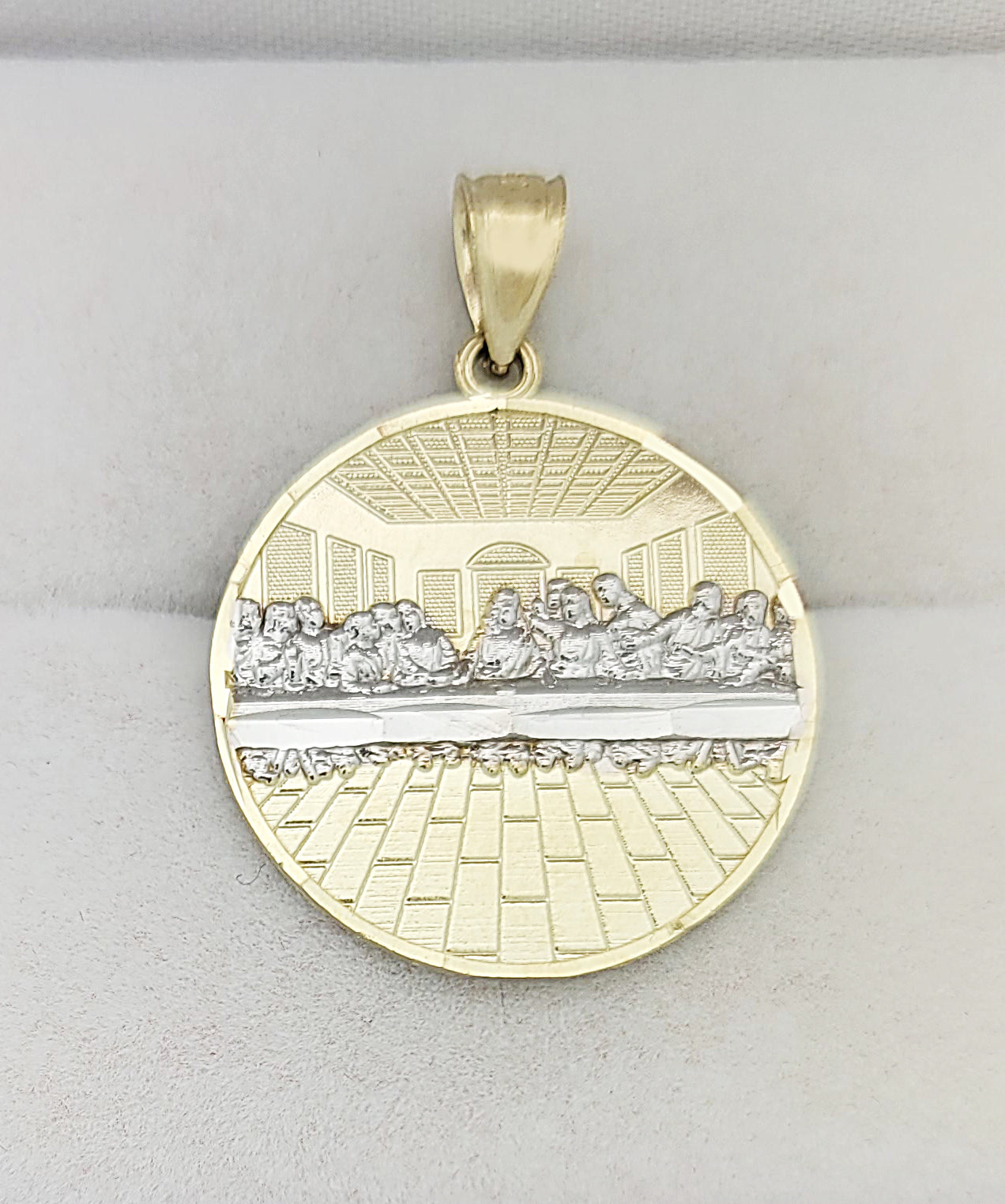 10K Yellow Gold Last Supper Pendant Last Supper Medallion 1.1 inch