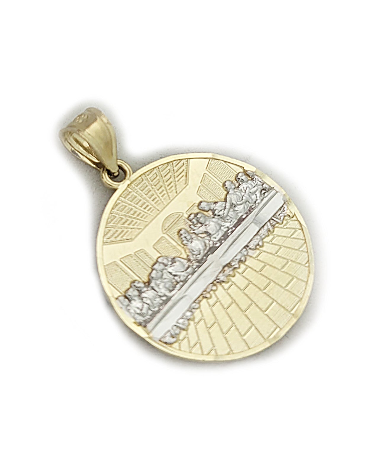 10K Yellow Gold Last Supper Pendant Last Supper Medallion 1.1 inch