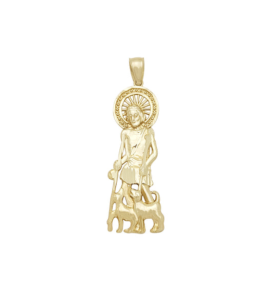 10K Yellow Gold Saint Lazarus Pendant Charm Patron Pendant St. Lazarus 1.25 in