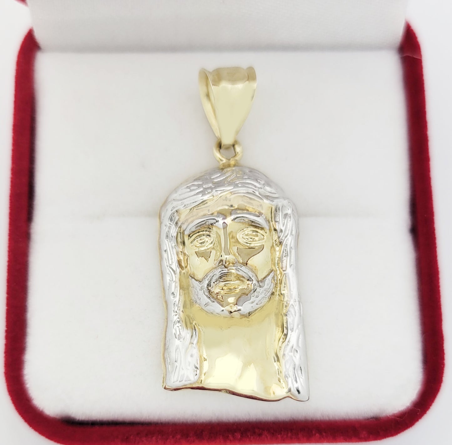 10k Yellow Gold Jesus Face Pendant Jesus Head Charm 1.5 inch