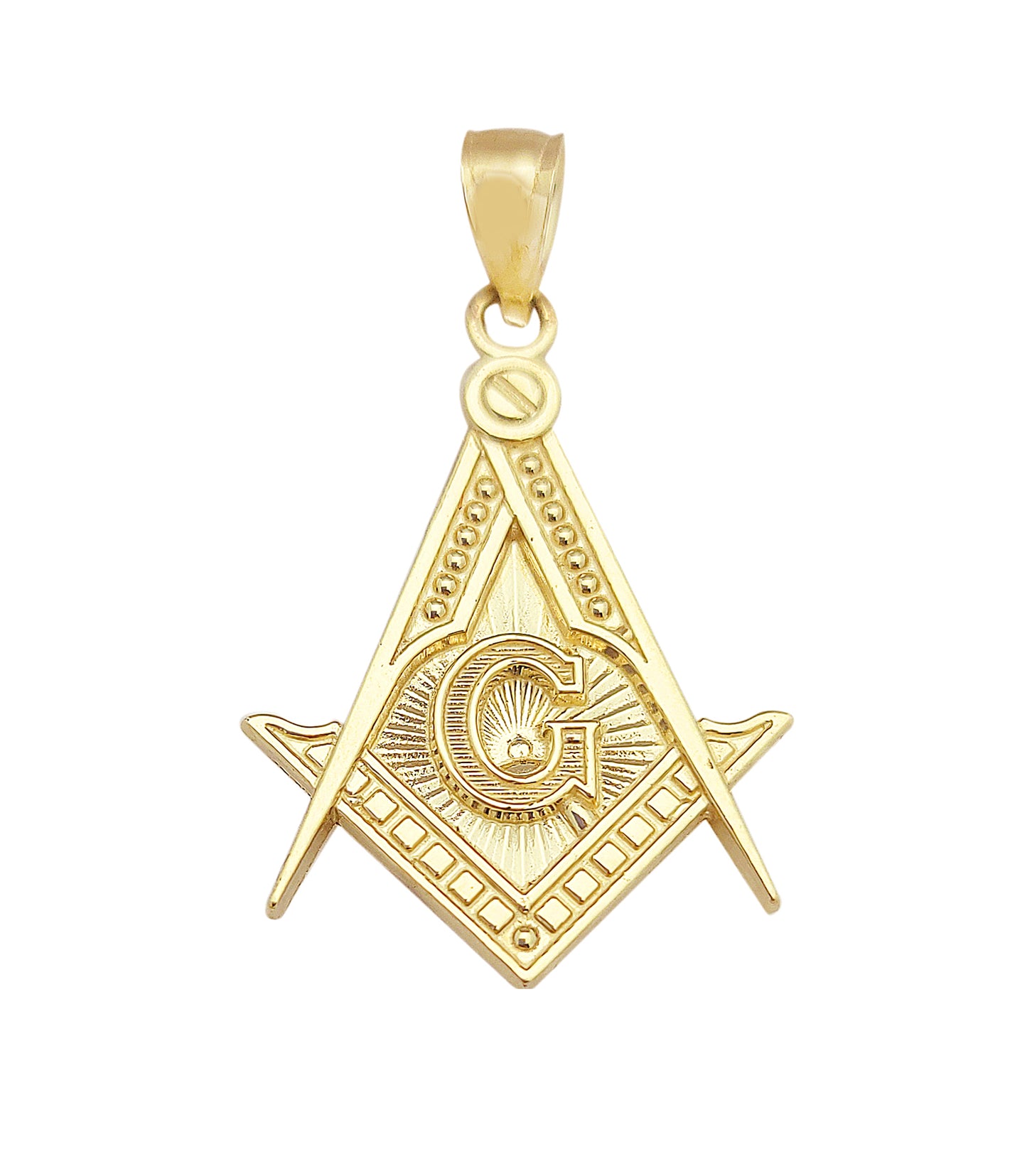 10K Yellow Gold Masonic Pendant Freemason Necklace Pendant