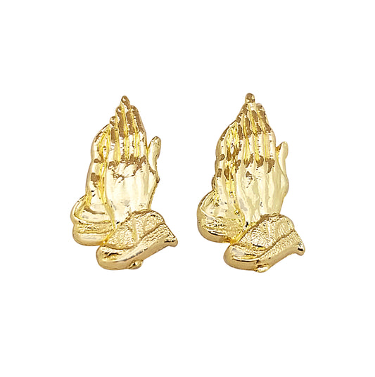 10K Yellow Gold Praying Hands Earrings Prayer Hands Earrings 0.55 x 0.35 in