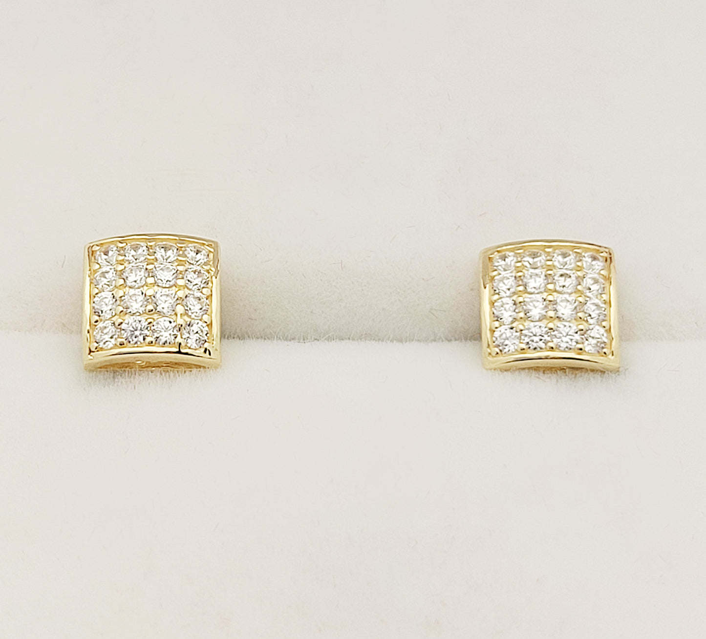 10k Yellow Gold Micro Pave CZ Earrings 6 mm x 6 mm