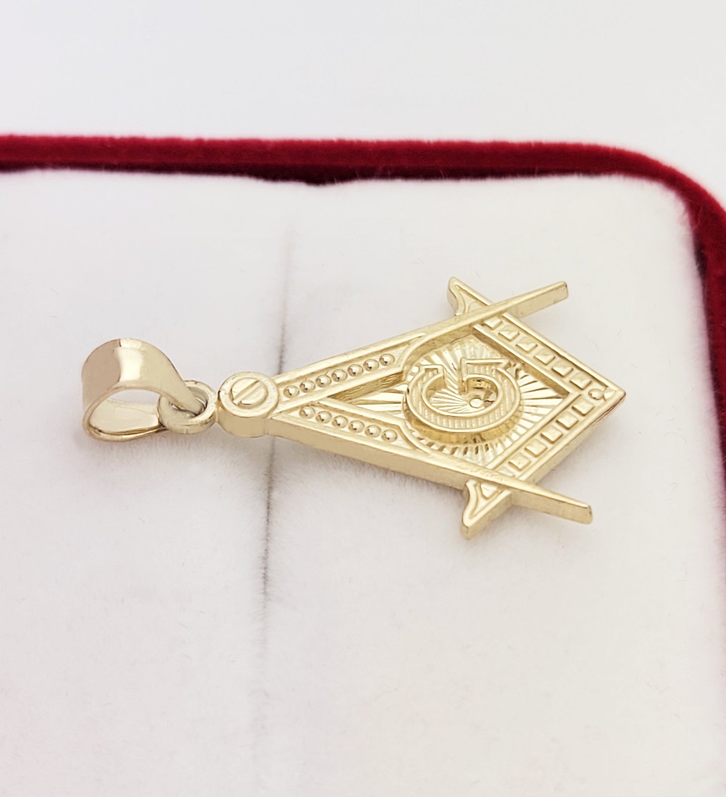 10K Yellow Gold Masonic Pendant Freemason Necklace Pendant