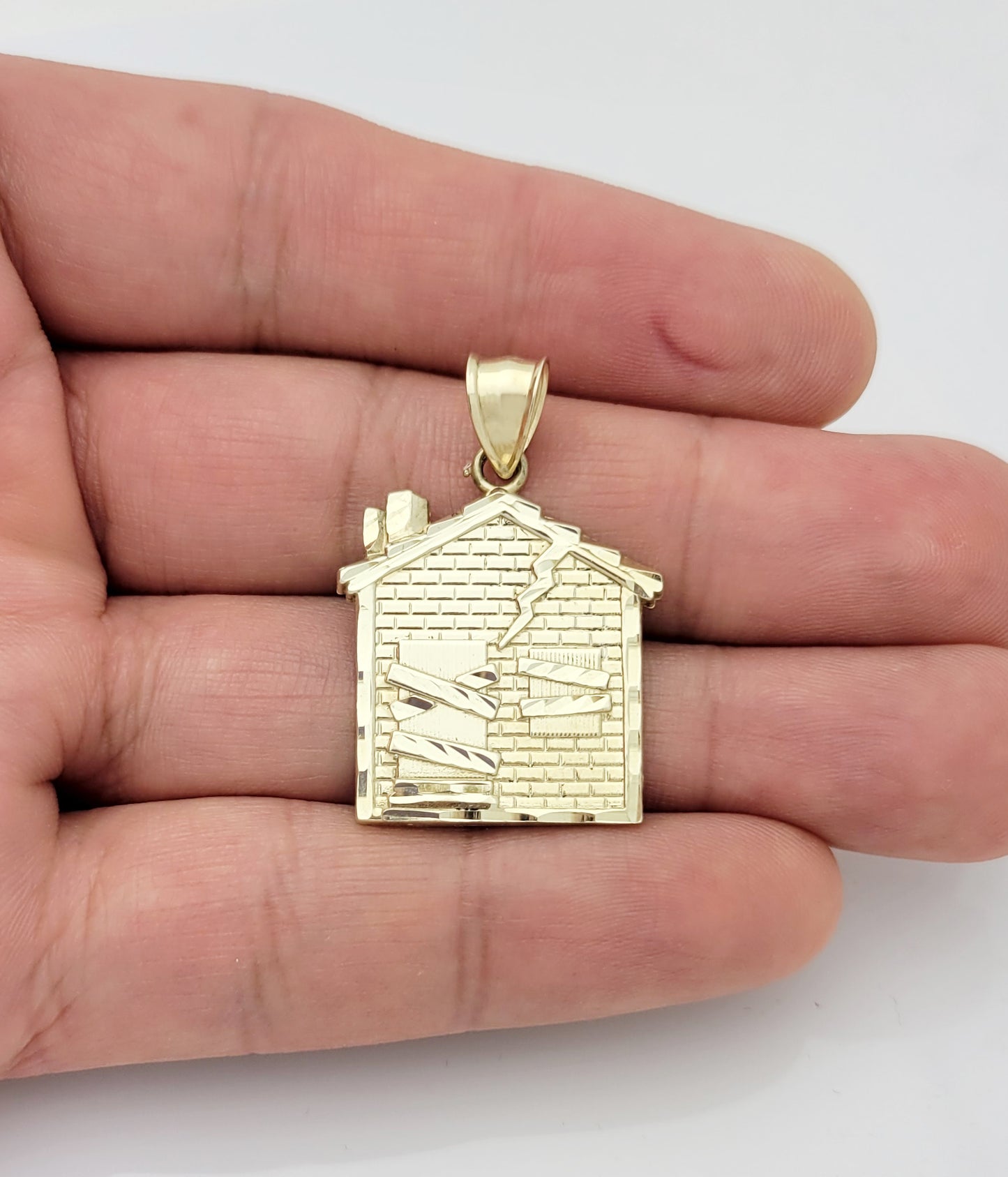 10K Yellow Gold Trap House Pendant Gold Pendant Hip Hop 1.3 in x 0.8 in