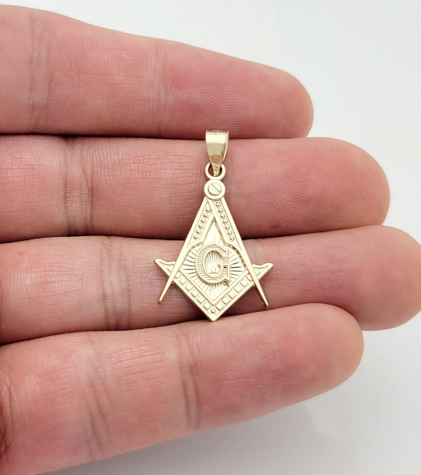 10K Yellow Gold Masonic Pendant Freemason Necklace Pendant