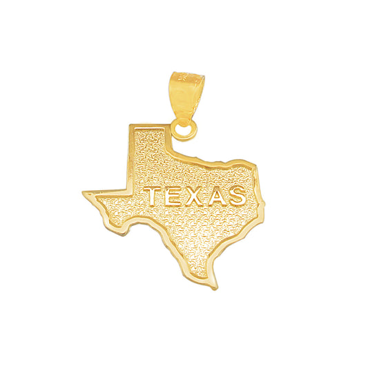 10K Yellow Gold Texas State Map Pendant