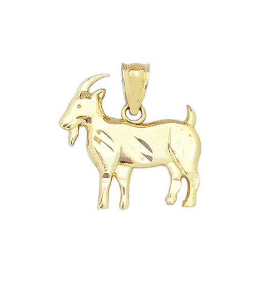 10K Yellow Gold Goat Pendant Goat Animal Charm Small