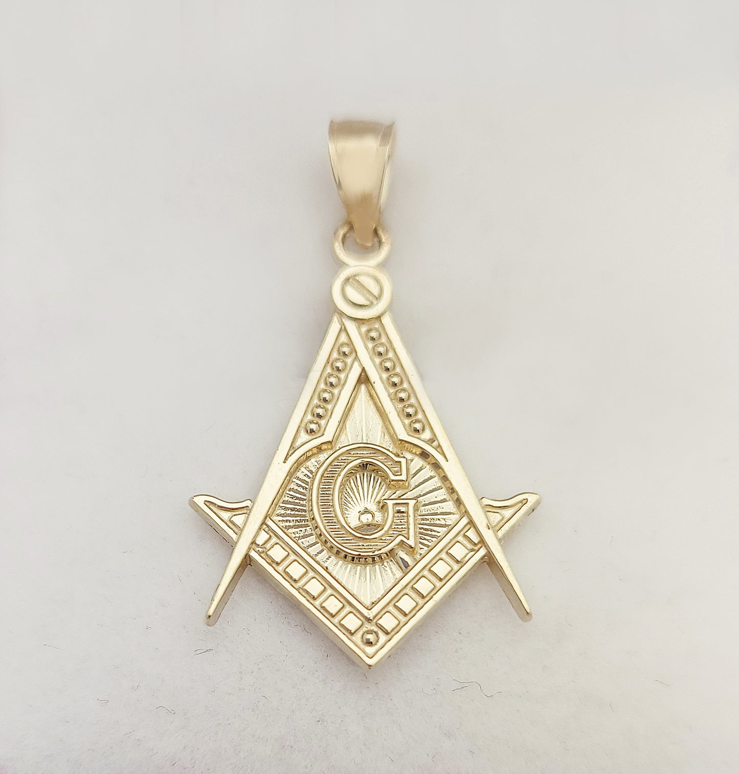 10K Yellow Gold Masonic Pendant Freemason Necklace Pendant