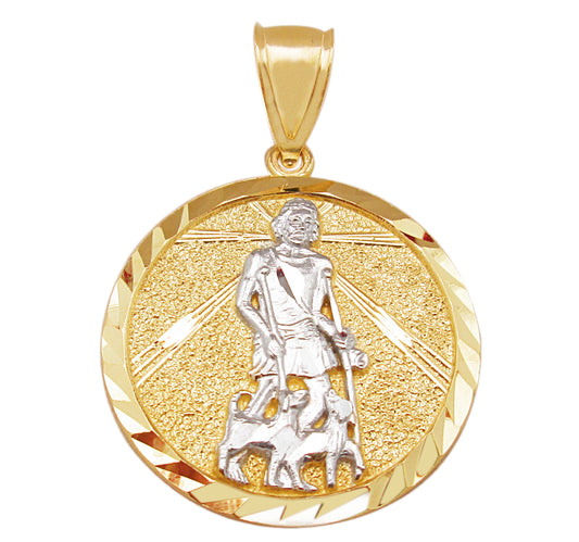 10K Yellow Gold Saint Lazarus Pendant Charm Patron Lazarus Medallion