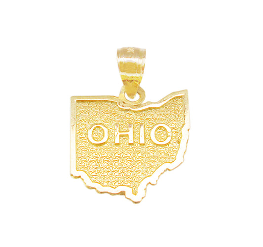 10K Yellow Gold Ohio State Map Pendant