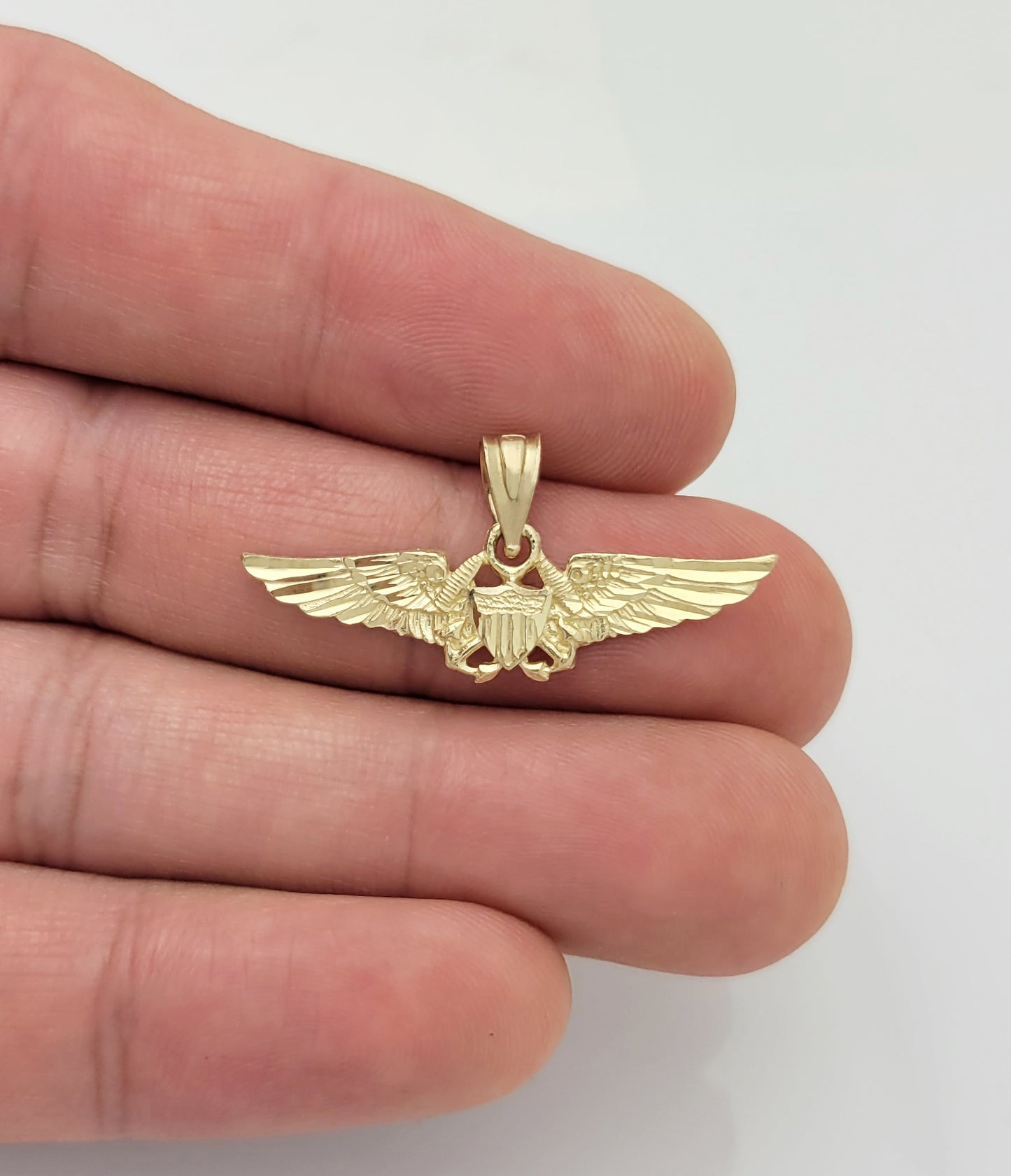 10K Yellow Gold Air force Wing Pendant Aviator Charm