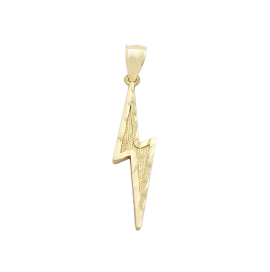 10K Yellow Gold Lightning Bolt Necklace Pendant Sold Gold Charm Diamond Cut