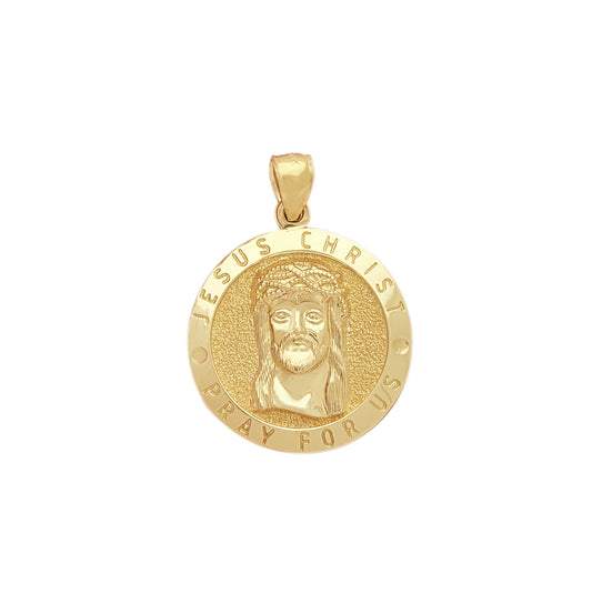 10k Yellow Gold Jesus Pendant for Mens Necklace Jesus Face Medallion