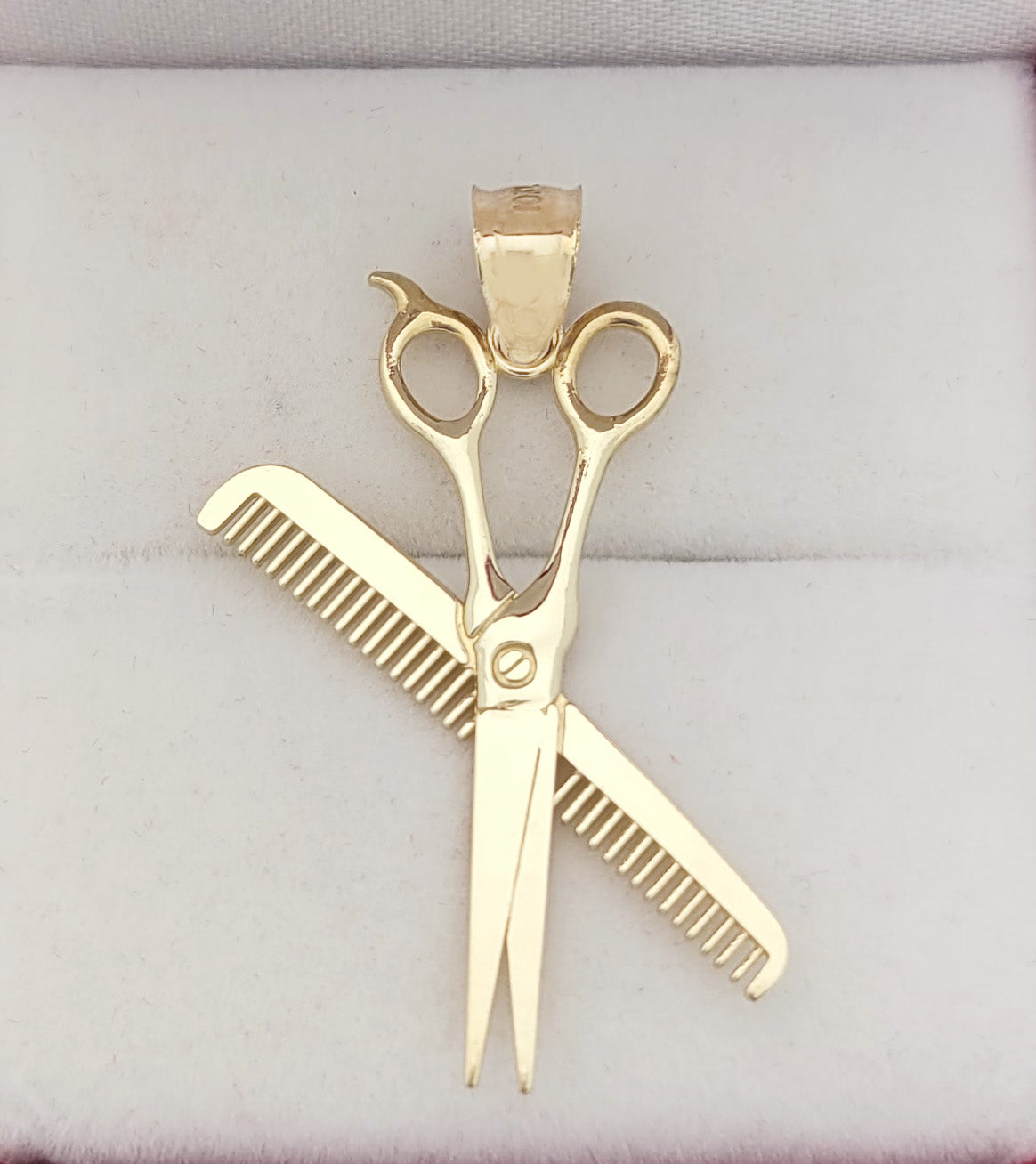 10K Yellow Gold Scissors & Comb Pendant