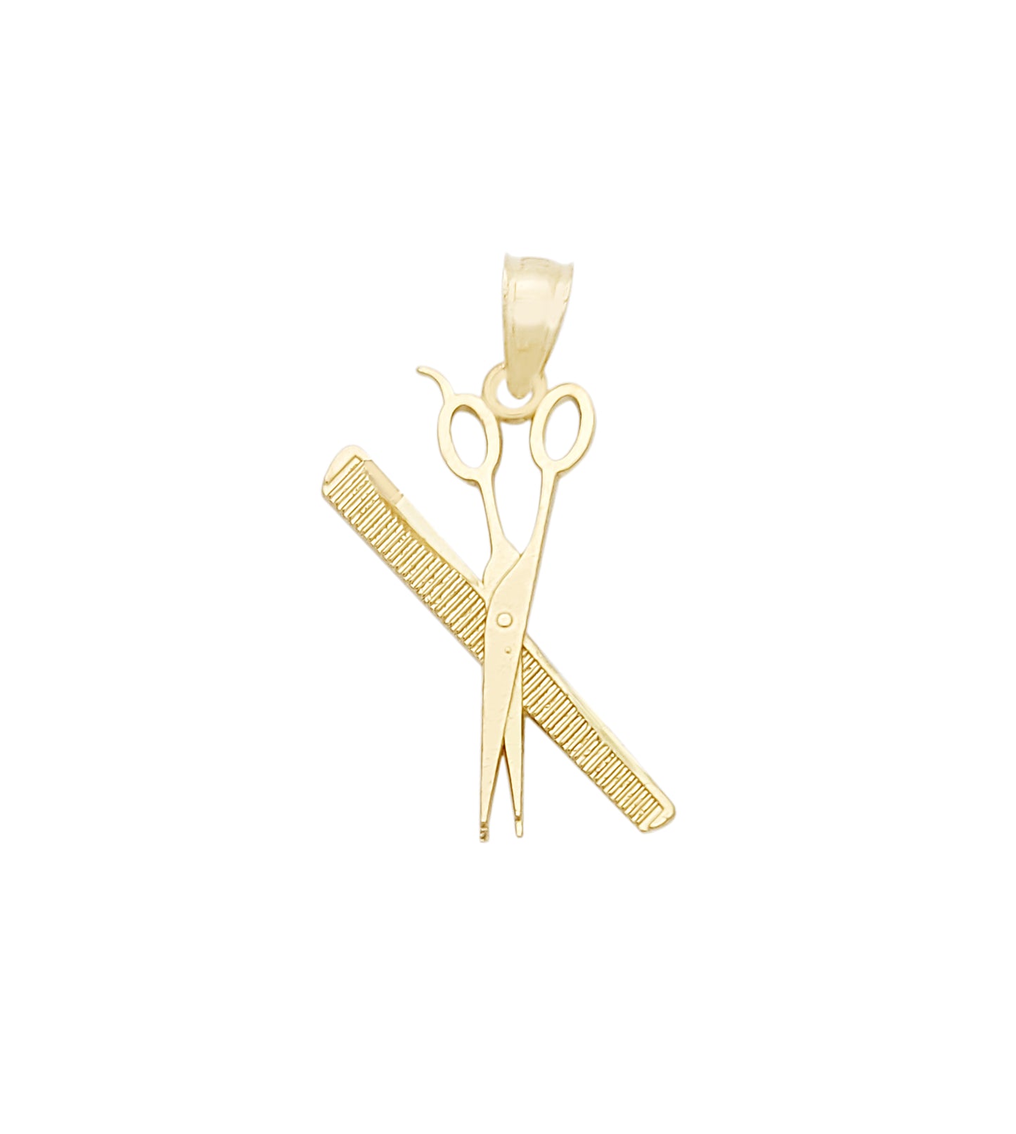 10K Yellow Gold Scissors & Comb Pendant Small