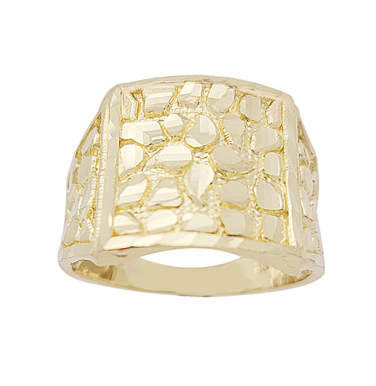 10k Gold Solid Nugget Ring Men's Gold Ring