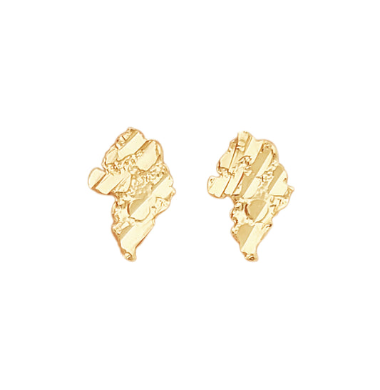 10K Yellow Gold Nugget Earrings Small Solid Nugget Gold Earrings