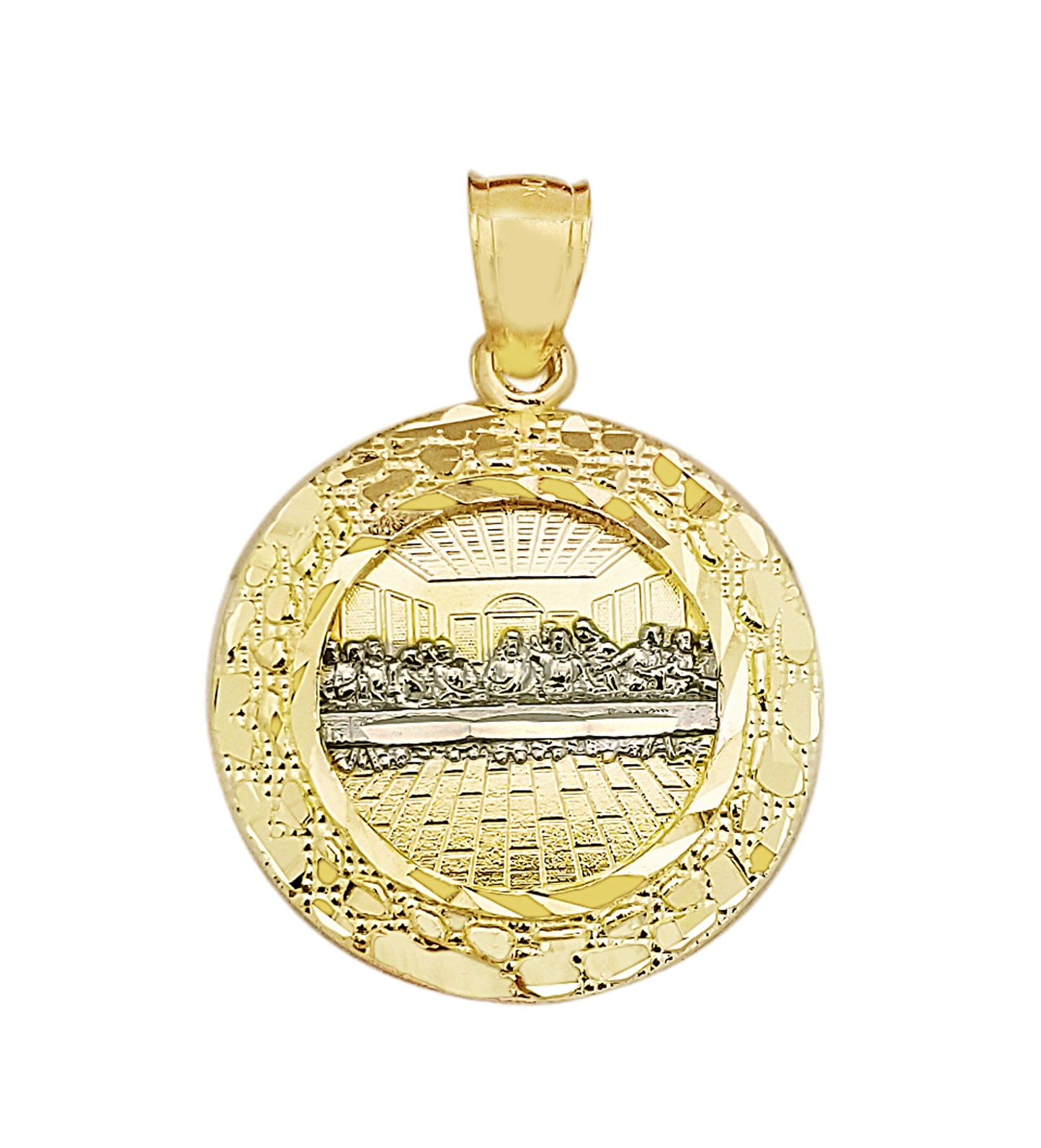 10K Yellow Gold Nugget Last Supper Pendant Last Supper Medallion