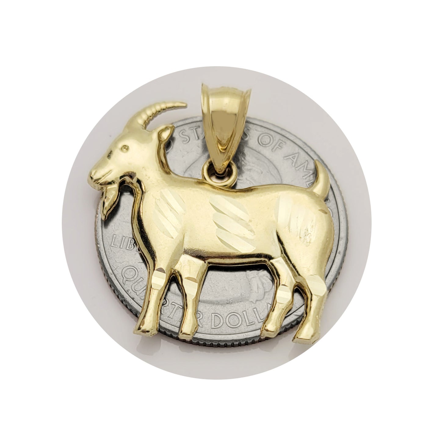 10K Yellow Gold Goat Pendant Animal Pendant 1 inch