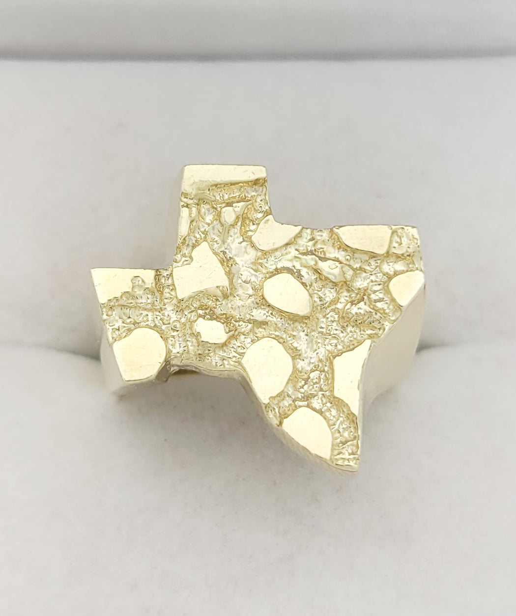 Solid Nugget Gold Texas Ring Texas Map Gold Ring For Men 10K Yellow Gold Ring Size 8