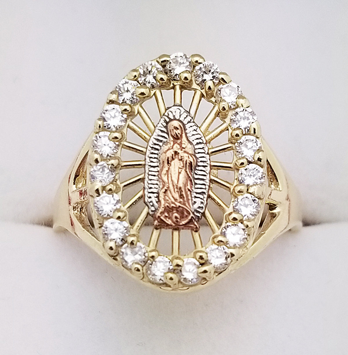 10K Yellow Gold Our Lady Of Guadalupe Ring Oval Shape