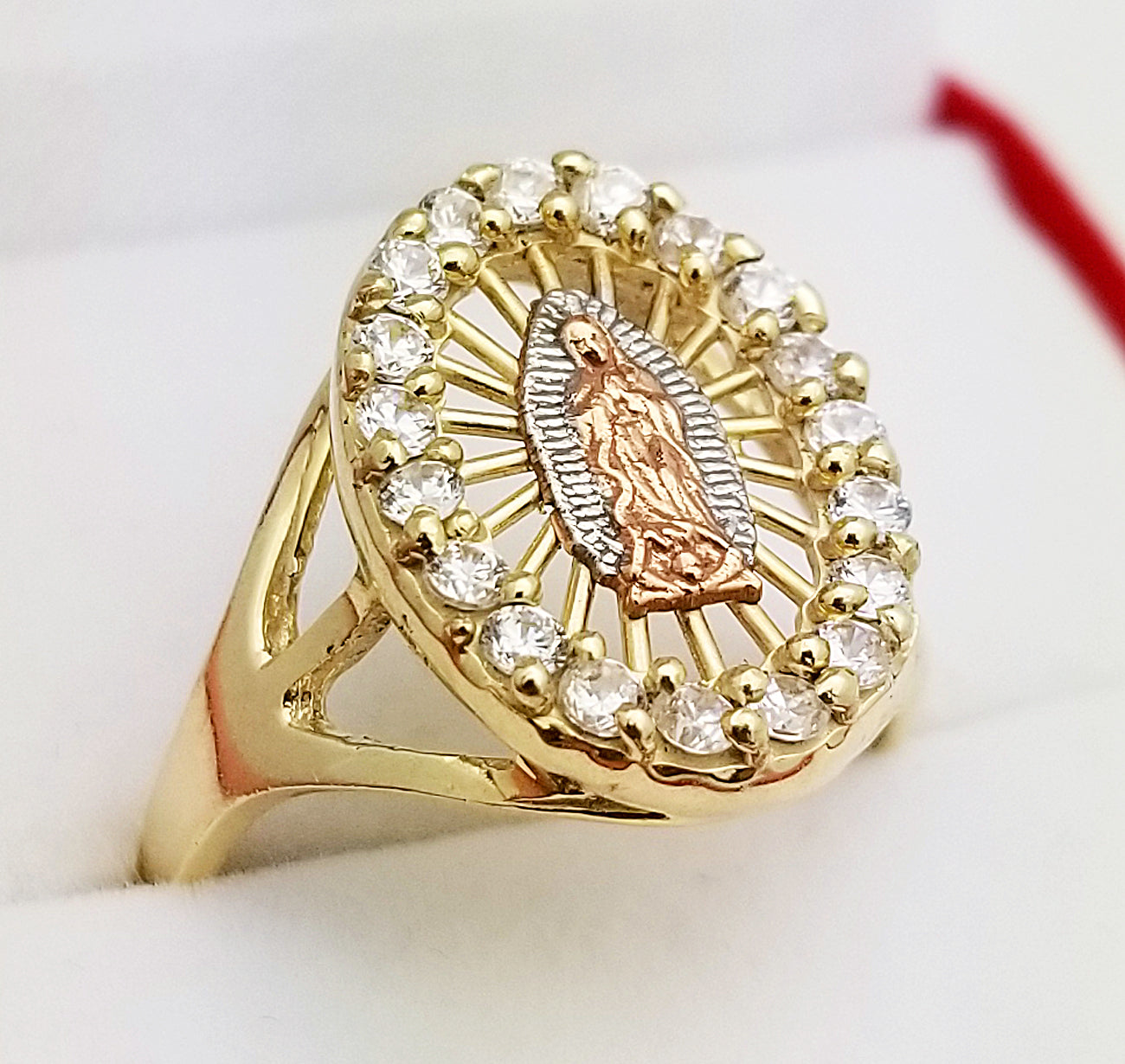 10K Yellow Gold Our Lady Of Guadalupe Ring Oval Shape