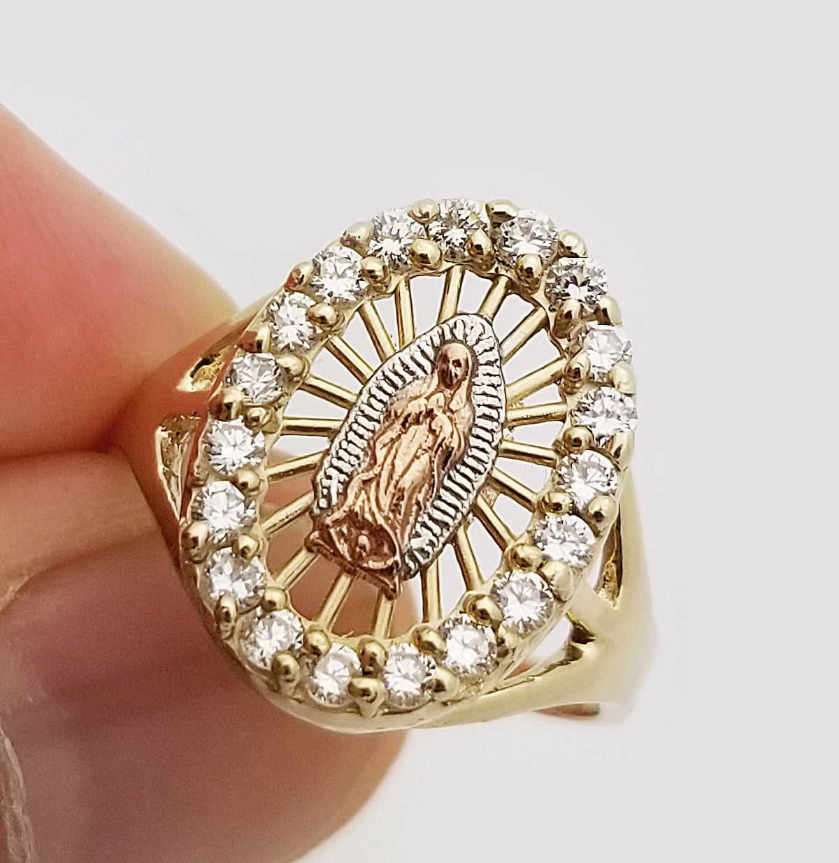 10K Yellow Gold Our Lady Of Guadalupe Ring Oval Shape