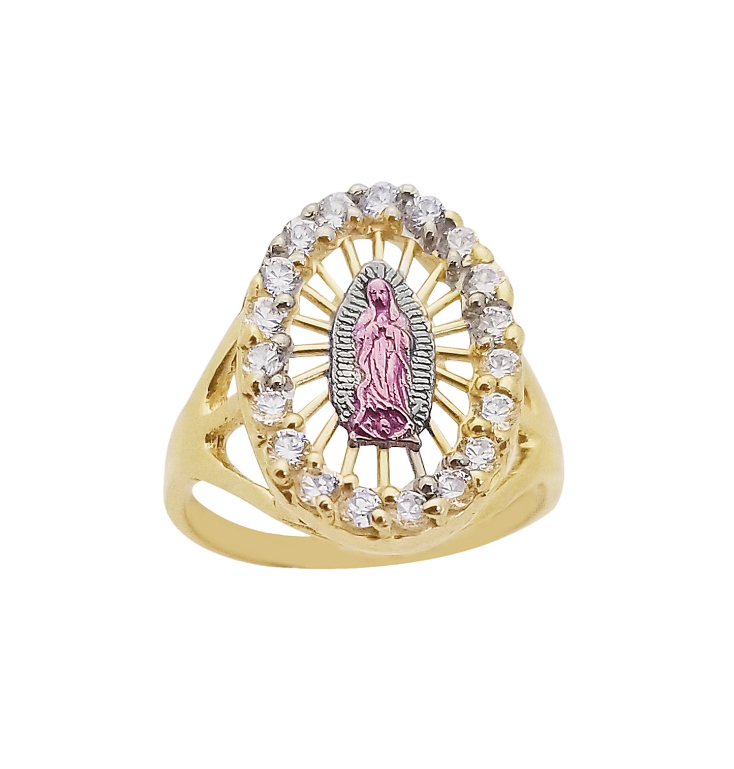 10K Yellow Gold Our Lady Of Guadalupe Ring Oval Shape