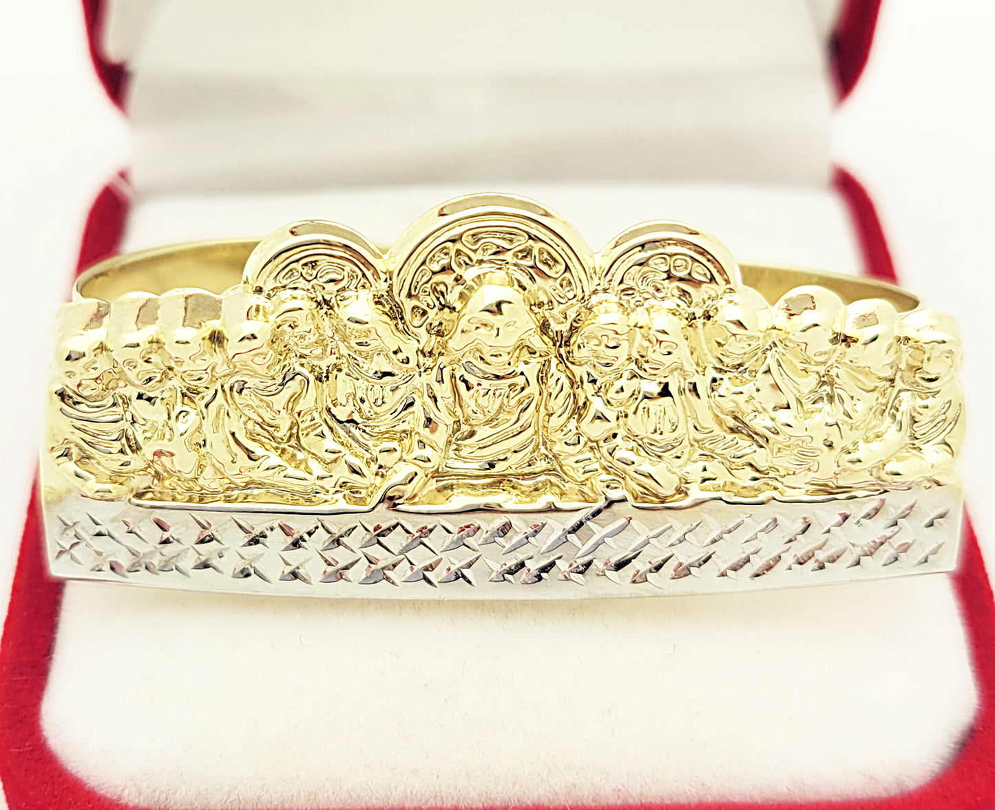 10K Yellow Gold Last Supper Ring Two Finger Ring Double Finger Thin Ring Size 10