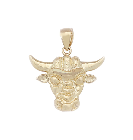 10K Yellow Gold Bull Pendant Longhorn Neckalce Pendant