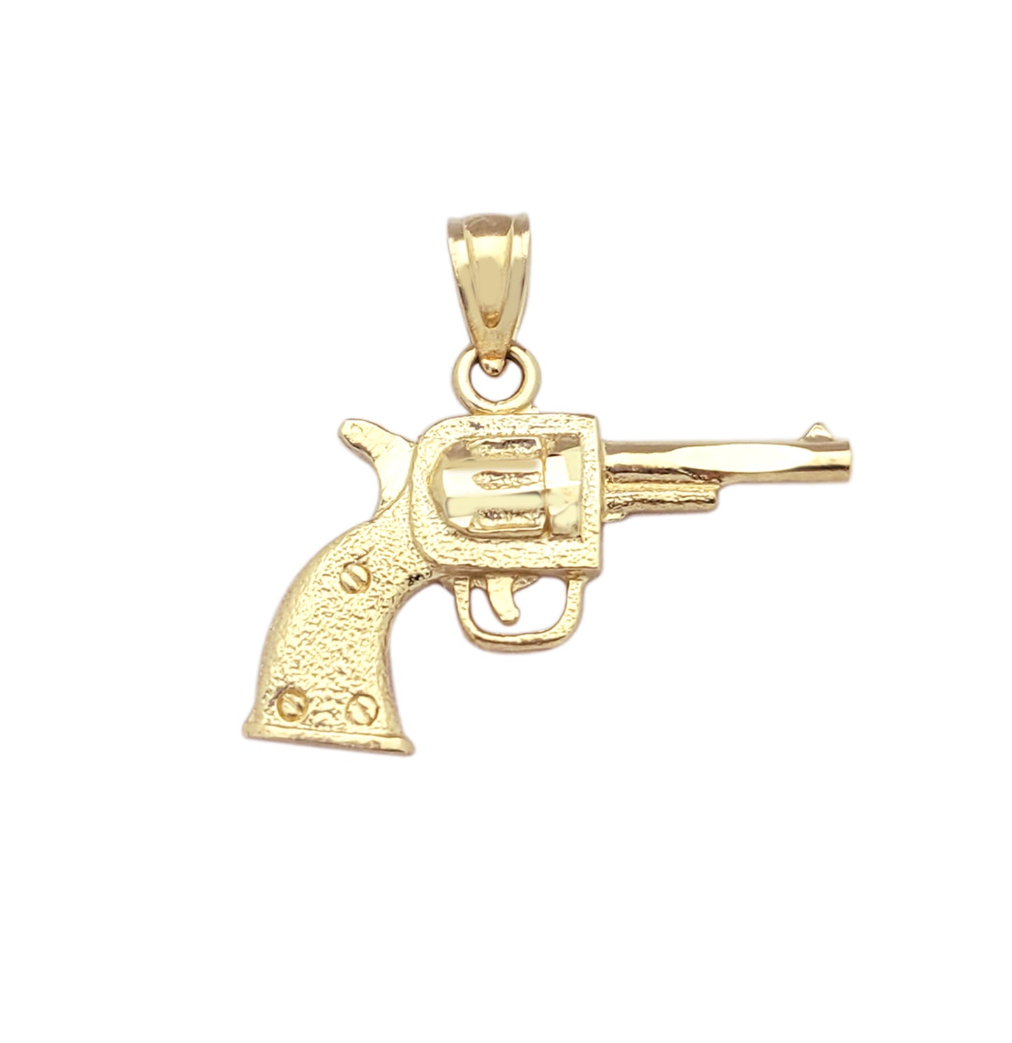 10k Yellow Gold Revolver Hand Gun Pendant Small Gun Charm