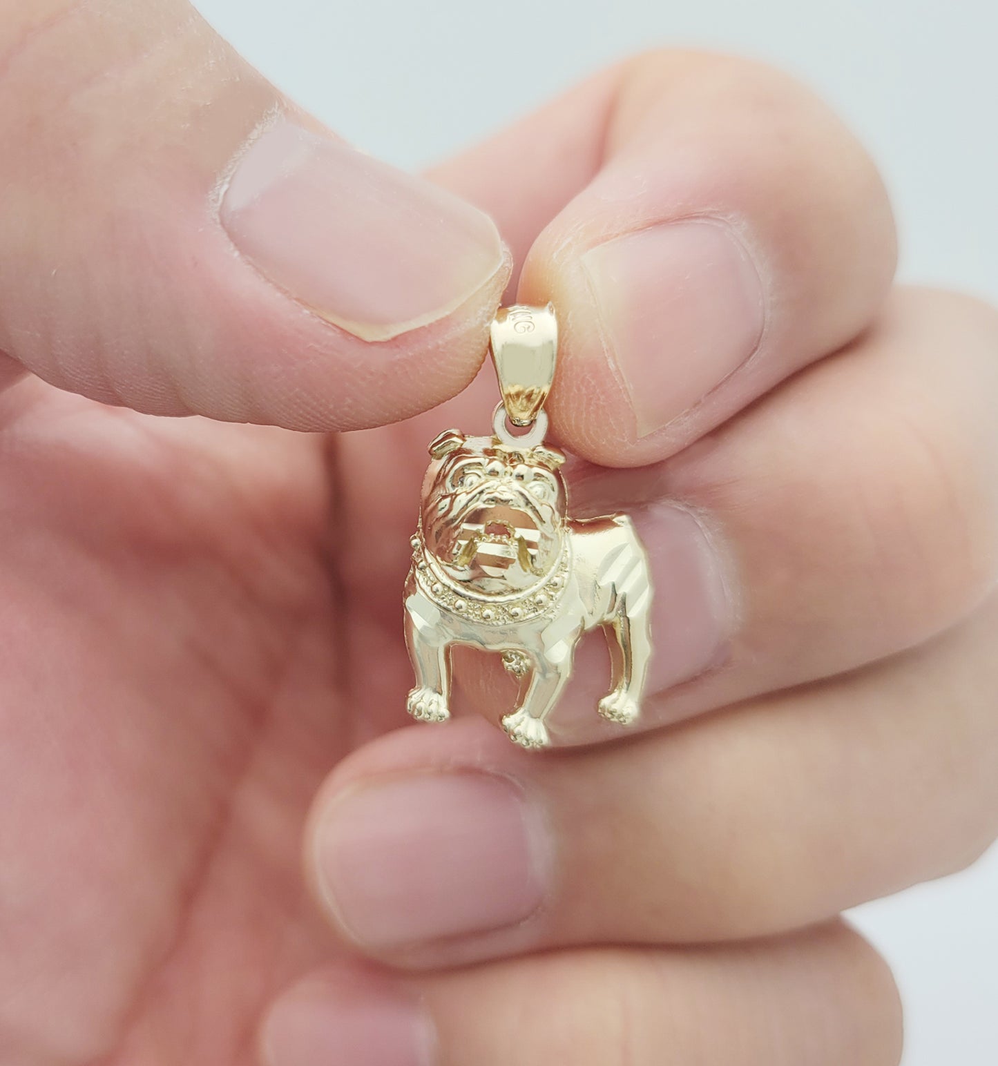 10k Yellow Gold Bulldog Pendant Charm Solid Gold Dog Charm