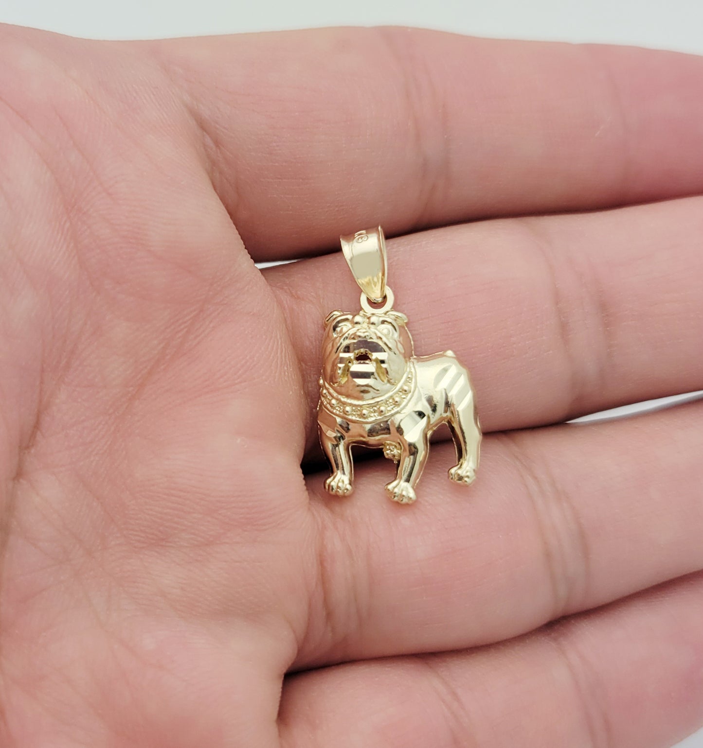 10k Yellow Gold Bulldog Pendant Charm Solid Gold Dog Charm