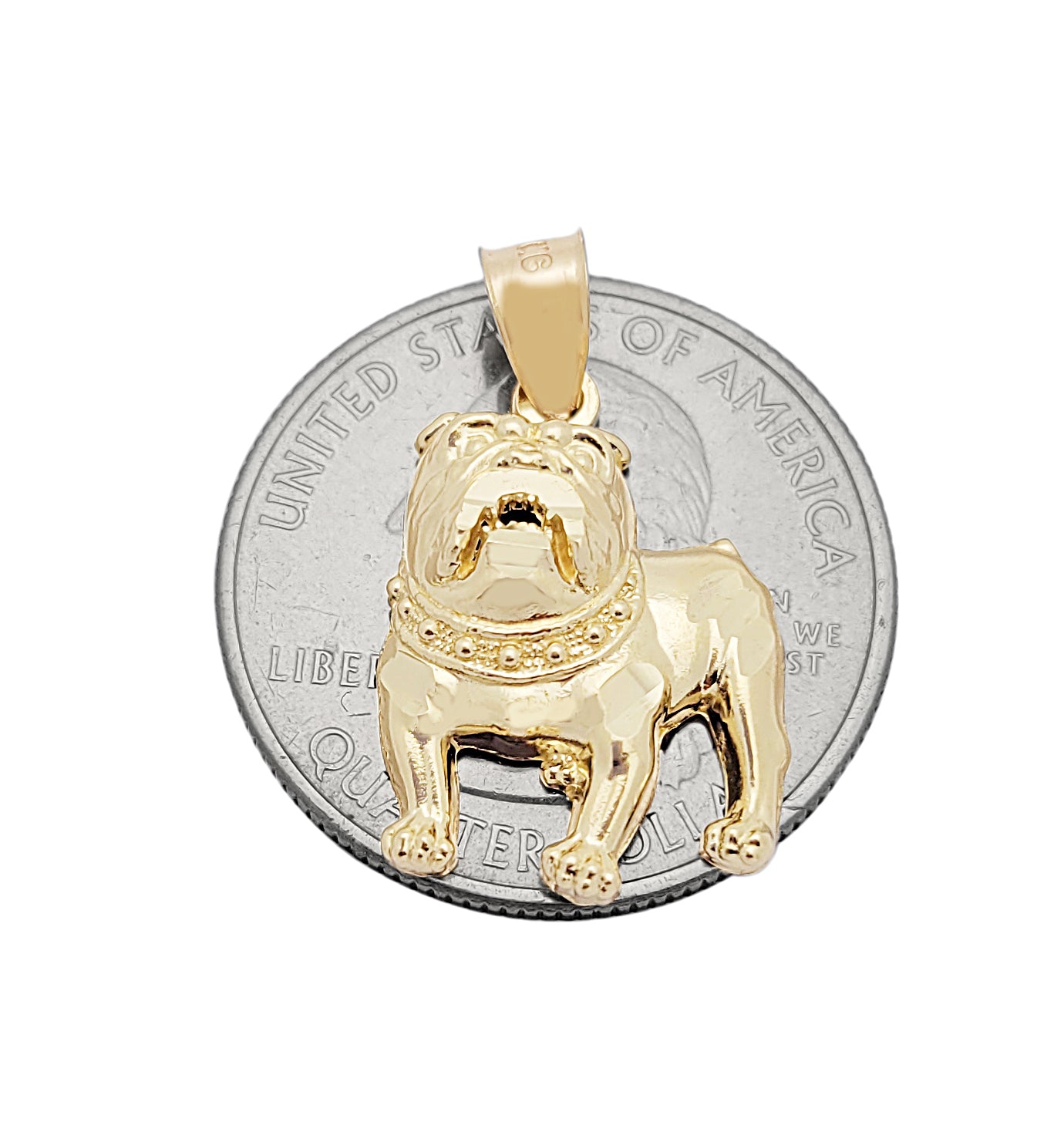 10k Yellow Gold Bulldog Pendant Charm Solid Gold Dog Charm